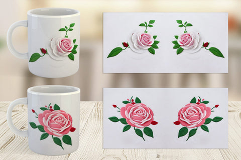 Mug Wrap Rose Embroidery Sublimation artnoy 