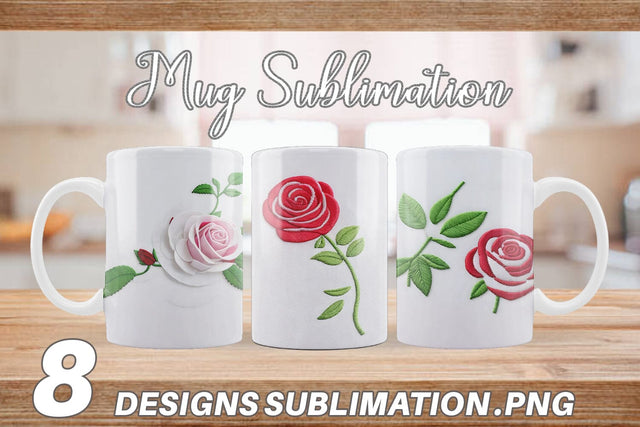 Mug Wrap Rose Embroidery Sublimation artnoy 