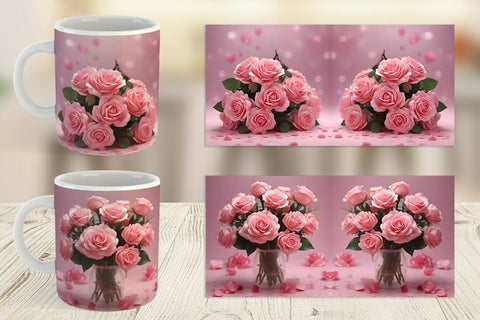 Mug Wrap Rose flower bouquet Sublimation artnoy 
