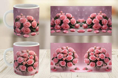Mug Wrap Rose flower bouquet Sublimation artnoy 