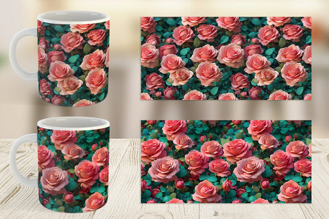Mug Wrap Rose Flower Pattern Sublimation artnoy 