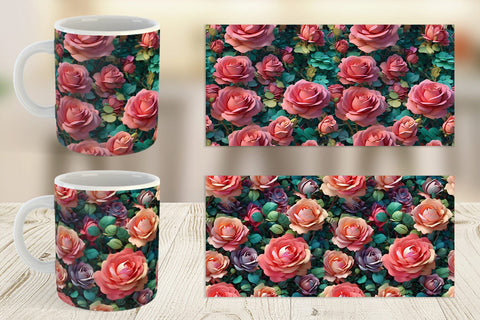 Mug Wrap Rose Flower Pattern Sublimation artnoy 