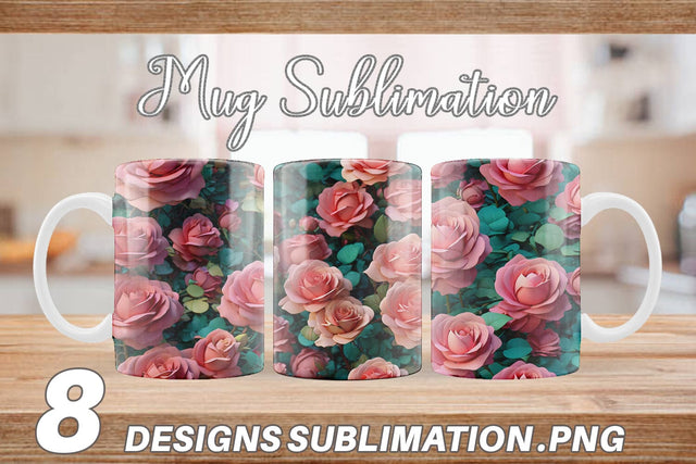 Mug Wrap Rose Flower Pattern Sublimation artnoy 