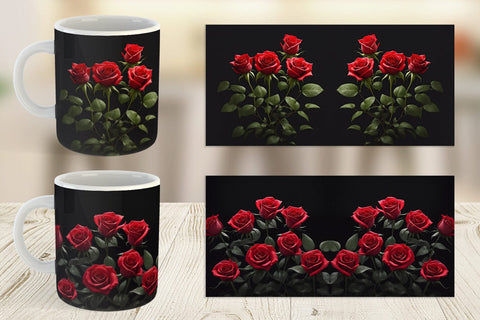Mug Wrap Rose Flowers Dark Sublimation artnoy 