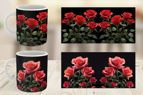 Mug Wrap Rose Flowers Dark Sublimation artnoy 