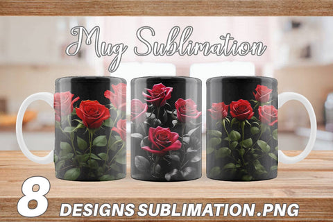 Mug Wrap Rose Flowers Dark Sublimation artnoy 