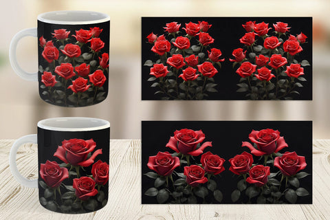 Mug Wrap Rose Flowers Dark Sublimation artnoy 