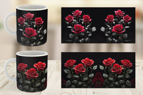 Mug Wrap Rose Flowers Dark Sublimation artnoy 