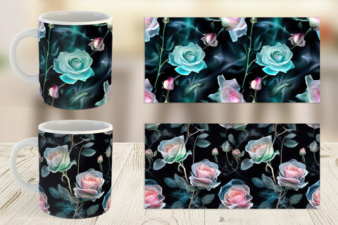 Mug Wrap Rose Glass Pattern Sublimation artnoy 