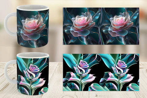 Mug Wrap Rose Glass Pattern Sublimation artnoy 