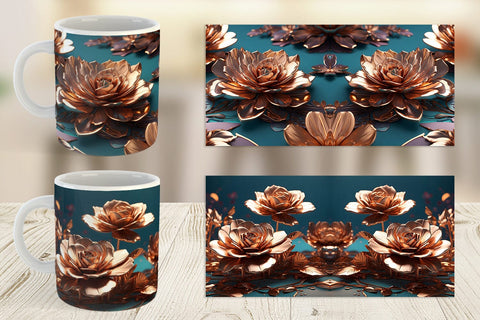 Mug Wrap Rose Gold Flowers Sublimation artnoy 