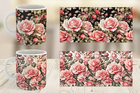Mug Wrap Rose Pattern Sublimation artnoy 