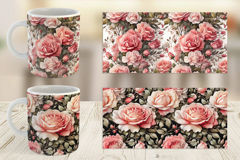 Mug Wrap Rose Pattern Sublimation artnoy 