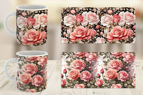 Mug Wrap Rose Pattern Sublimation artnoy 