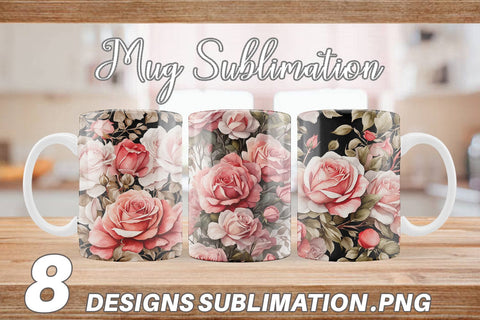 Mug Wrap Rose Pattern Sublimation artnoy 