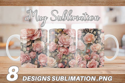 Mug Wrap Rose Watercolor Texture Sublimation artnoy 