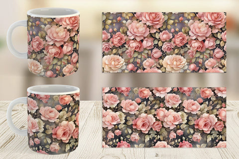 Mug Wrap Rose Watercolor Texture Sublimation artnoy 