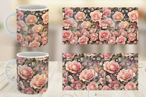 Mug Wrap Rose Watercolor Texture Sublimation artnoy 