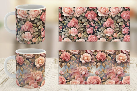 Mug Wrap Rose Watercolor Texture Sublimation artnoy 