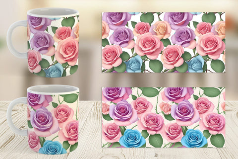 Mug Wrap Roses Flowers Pattern Sublimation artnoy 