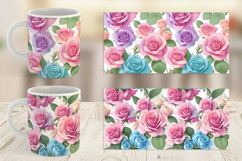 Mug Wrap Roses Flowers Pattern Sublimation artnoy 