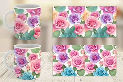 Mug Wrap Roses Flowers Pattern Sublimation artnoy 