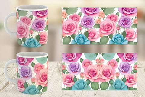 Mug Wrap Roses Flowers Pattern Sublimation artnoy 