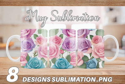 Mug Wrap Roses Flowers Pattern Sublimation artnoy 