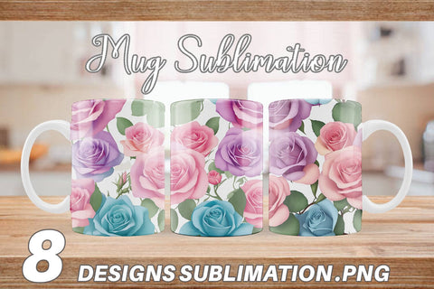 Mug Wrap Roses Flowers Pattern Sublimation artnoy 