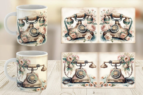 Mug Wrap Rotary Telephone Sublimation artnoy 