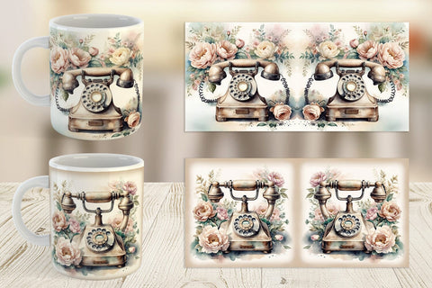 Mug Wrap Rotary Telephone Sublimation artnoy 