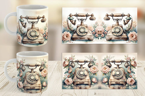 Mug Wrap Rotary Telephone Sublimation artnoy 