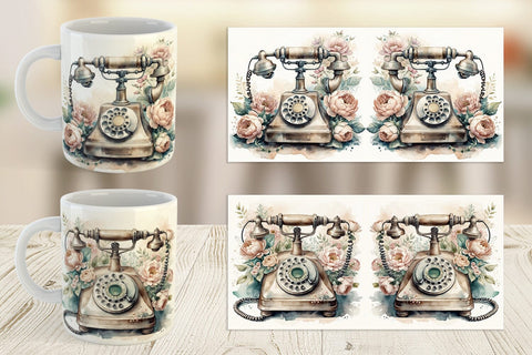 Mug Wrap Rotary Telephone Sublimation artnoy 