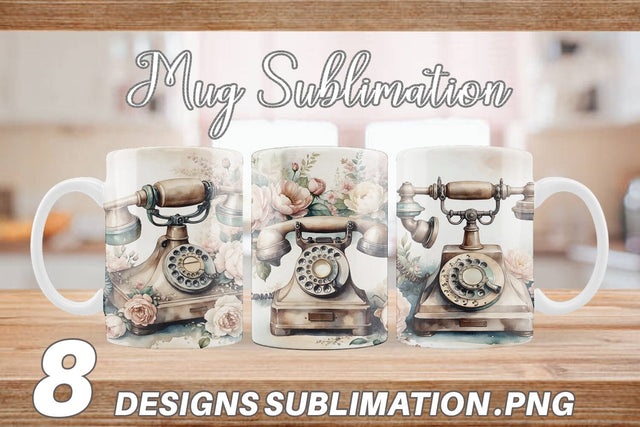 Mug Wrap Rotary Telephone Sublimation artnoy 