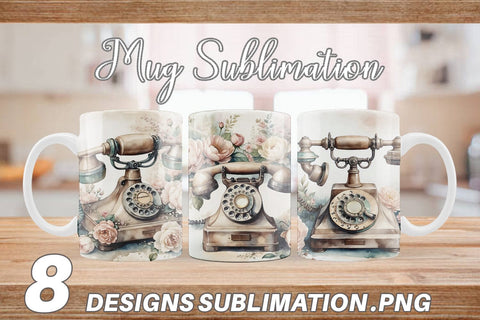 Mug Wrap Rotary Telephone Sublimation artnoy 