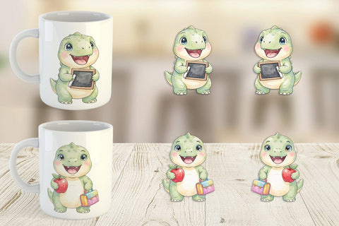 Mug Wrap Round Storybook School Dino Sublimation artnoy 