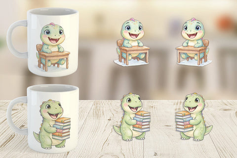 Mug Wrap Round Storybook School Dino Sublimation artnoy 