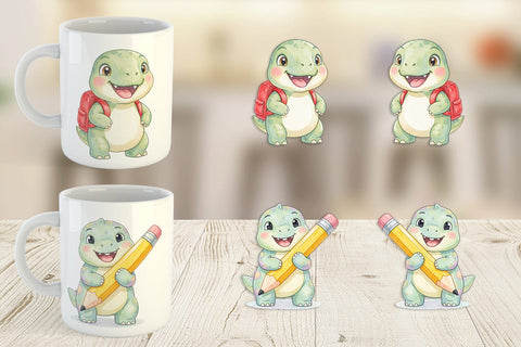Mug Wrap Round Storybook School Dino Sublimation artnoy 