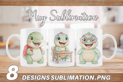 Mug Wrap Round Storybook School Dino Sublimation artnoy 