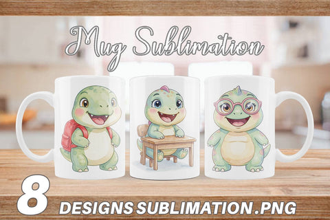 Mug Wrap Round Storybook School Dino Sublimation artnoy 