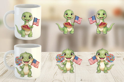 Mug Wrap Round Summer Treats Dino Watercolor Sublimation artnoy 