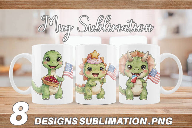 Mug Wrap Round Summer Treats Dino Watercolor Sublimation artnoy 