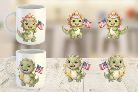 Mug Wrap Round Summer Treats Dino Watercolor Sublimation artnoy 