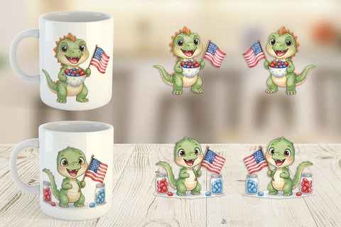 Mug Wrap Round Summer Treats Dino Watercolor Sublimation artnoy 