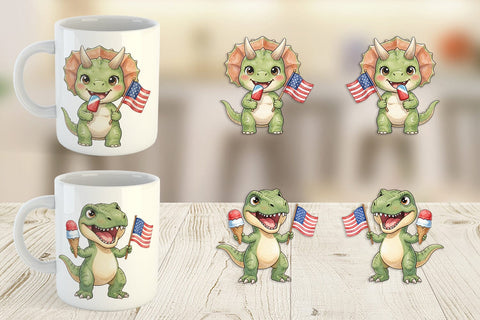 Mug Wrap Round Summer Treats Dino Watercolor Sublimation artnoy 
