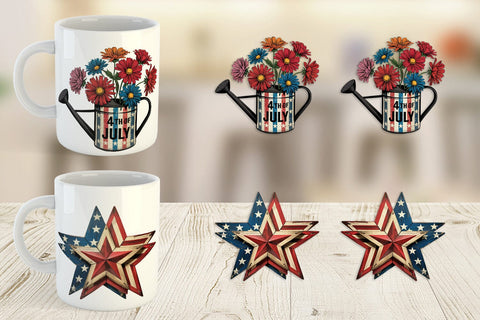 Mug Wrap Rustic 4th of July Sublimation artnoy 