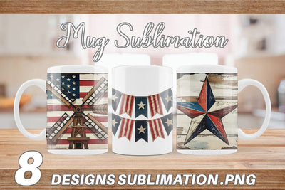 Mug Wrap Rustic 4th of July Sublimation artnoy 