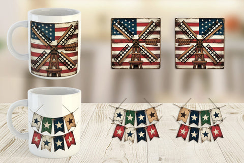 Mug Wrap Rustic 4th of July Sublimation artnoy 