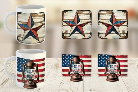 Mug Wrap Rustic 4th of July Sublimation artnoy 