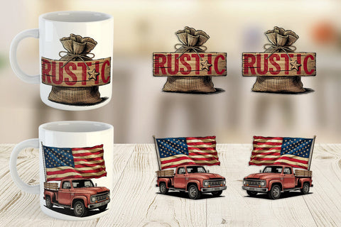 Mug Wrap Rustic 4th of July Sublimation artnoy 
